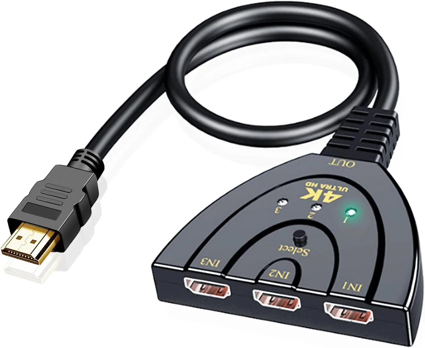HDMI Switch 3 in 1 Out 4K@60Hz HDMI 2.0 Splitter 3-Port Hub Full HD 4K 1080P 3D Compatible with Xbox PS5/4/3 Blu-Ray Fire Stick Roku