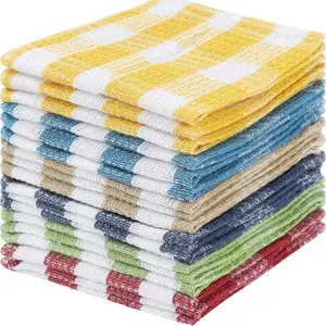 12pcs pack 100% cotton dishcloth, cleaning cloth, kitchen towel, quick drying, strong absorbent, can only hand wash the dishcloth for cleaning and drying cleaning tools