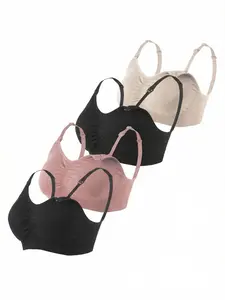 4-Piece Nursing Bra Set for New Moms, Maternity Bras, Convenient Breastfeeding Support, Suitable for All Occasions, Baby Care Essentials