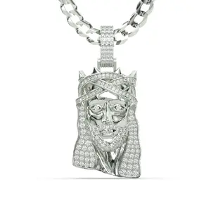 Men's White Gold VVS Lab Grown Diamond Customizable Jesus Necklace Pendant - Tik Tok