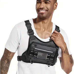 Men's Sports Chest Bag, Multifunctional Lightweight Front Chest Backpack, Portable Sports Backpack, Men's Vest Bag with Built-in Phone Pocket and Extra Storage Space for Training, Running, Cycling