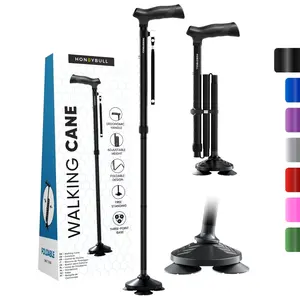 Foldable Walking Cane for Men & Women,  Adjustable, Heavy Duty, Free Standing, All Terrain, Collapsible Walking Sticks for Seniors & Adults