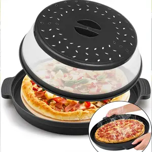 1PC Microwave Splatter Cover & Base– Collapsible, Vented, Reusable Food Guard，Microwave Lid with Handle tray-Resistant Trivet for Pots, Pans, and Kitchen Counter（Red/Black/Grey) , Kitchenware