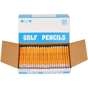Golf Pencils with Erasers, 2 HB, Pre-Sharpened, 200 Count Bulk Pack