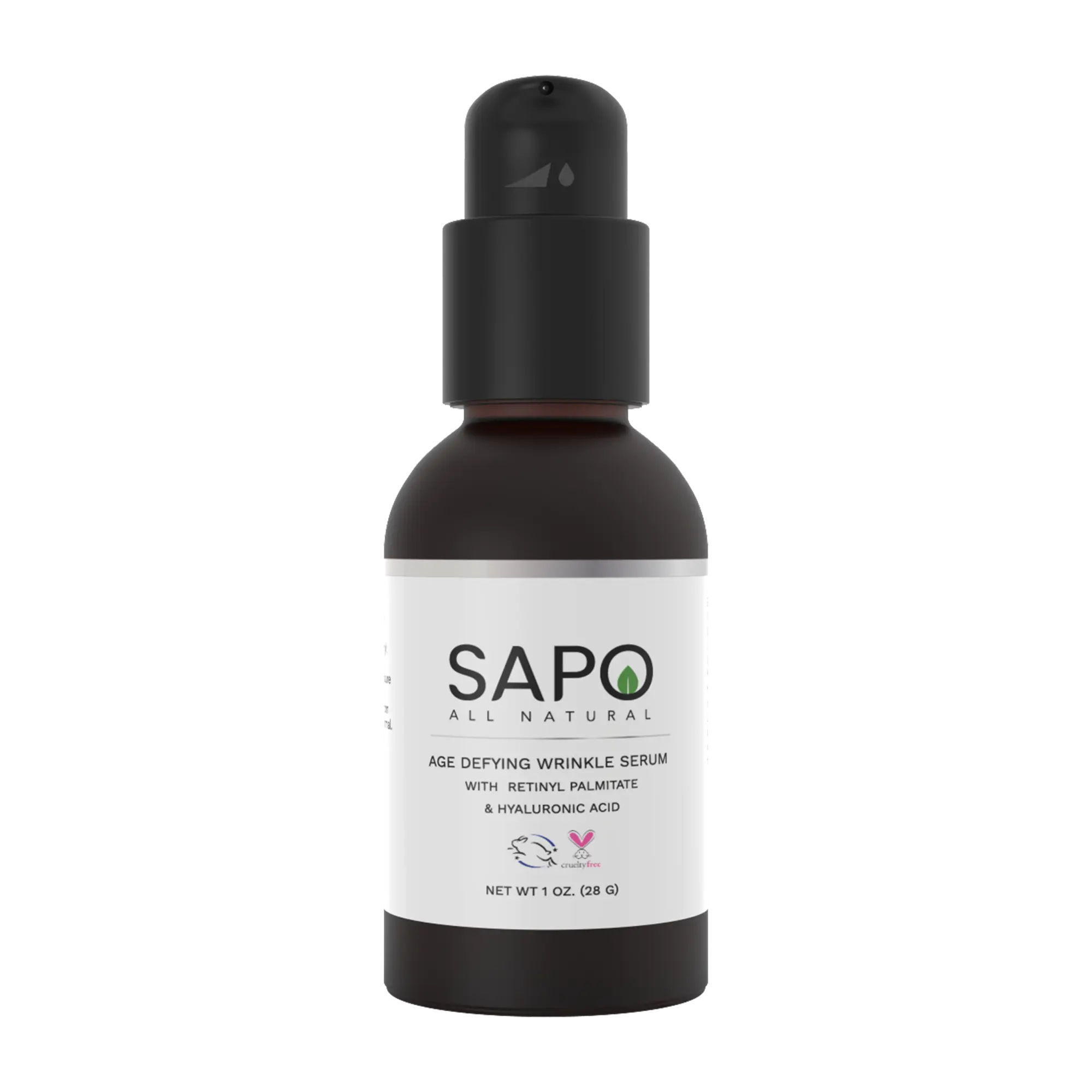 Sapo All Natural Wrinkle Age Defying Serum with Bakuchiol, Hyaluronic Acid, Peptides and Retinyl Palmitate - Anti-Aging for Fine Lines & Wrinkles