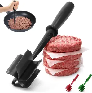 Premium Meat Chopper for Ground Beef - Heat Resistant Meat Masher - Kitchen Tools & Gadgets - Durable Ground Beef Smasher - Non Stick Hamburger Grinder - Cook Ground Meat with Ease(Black)