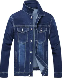 Men's Cotton Denim Jacket Lightweight Trucker Jackets Casual Washed Jean Jacket with Front Pockets and Button Closure