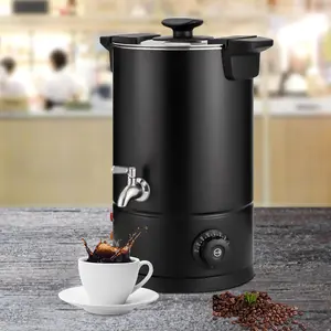1KW Large Coffee Urn and Hot Beverage Dispenser Percolate Coffee Pot Maker 6.1L/270Oz 30-Cup Steel Electric Coffee Urn with Faucet for Quick Brewing Commercial Percolating Urn, Black