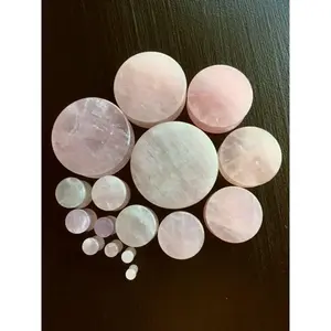 PAIR of Beautiful Rose Quartz Organic Stone Plugs - Gauges 6g to 38mm!