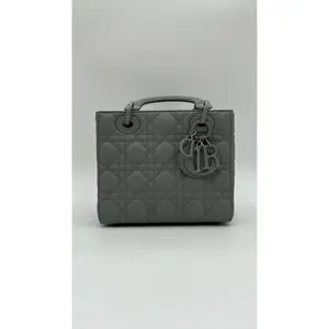 Pre-owned Leather Luxury Bags & Accessories Dior Cannage Lady Dior 2 Way Shoulderbag, Grey Date Code: 15MA0241