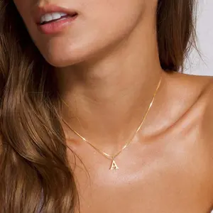 Springtok Box chain uppercase 26 letters necklace name initials unisex daily y2k jewelry holiday birthday gift