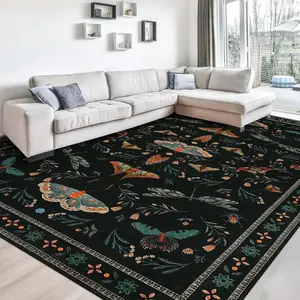 Insect Washable Soft Area Rugs for Living Room Bedroom Ultra-Thin Non Slip Dining Room Stain Resistant Rug Large Carpet for Office Nursery Bedroom