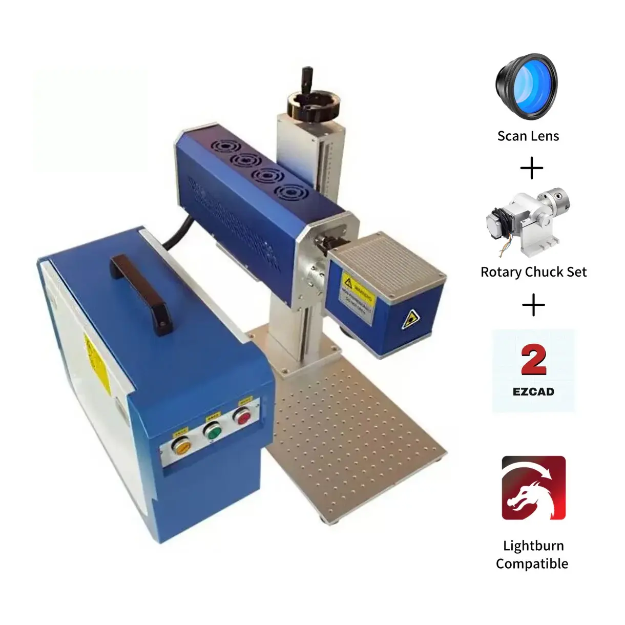 MCWlaser EC 30W-50W CO2 Laser Marking Machine, Split Design with D80 Rotary & EZCAD2.0, High-Speed Non-Metal Engraver for Acrylic, Leather, Wood & Glass.