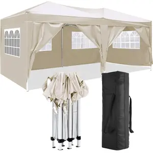 10'x20' Folding Canopy with 6 Removable Sidewalls Outdoor Event Shelter UPF 50+ Gazebo Portable Tents for Parties Beach Camping Wedding EZ Pop Up Canopy with Carry Bag