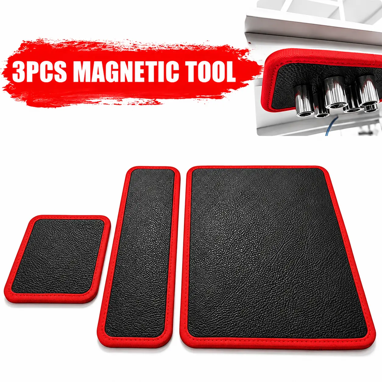 3-Pieces Mechanic Tool Storage Organiser Kit - Magnetic Pads, Flexible Pick Trays, Anti-Slip Grip, Efficient Management Tool Holder for Automotive Repair Work