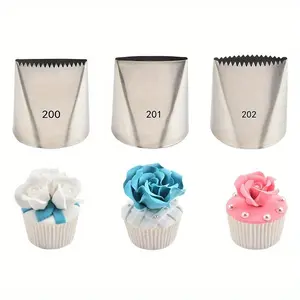 3pcs/set Stainless Steel Piping Nozzle for Baking DIY Tools, Icing Piping Frosting Tips, Large, for Cake Buttercream Decorating, XL Stainless Steel Reusable, Speed Up Working on Large Surface, Cake Decoration Supplies