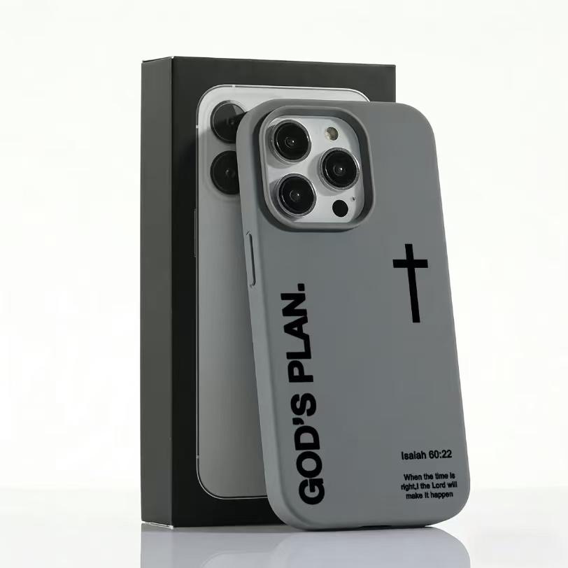 1PC "God's Plan" Isaiah 60:22 Bible Verse CrossPhone Case, Large Hole Skin-friendly ProtectiveCover for iPhone 17 Pro Max 16 15 14 13 12 11 PlusAir Pro, Perfect Christian Gift & Daily Use  AE19