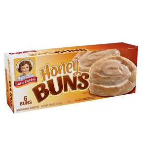 Little Debbie Honey Buns, Pack of 2 Boxes – 6 Individually Wrapped Soft Pastries per Box (12 Total), 10.6 oz Each Box – Sweet Glazed Cinnamon Honey Breakfast Snack, Ready-to-Eat Treats