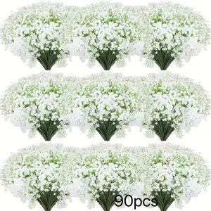90pcs Real Touch Baby's Breath Artificial Flowers Plants - Oxidation Resistant, Bulk Decorative Bouquets With Stems For Home & Office Decor, Plastic Flower