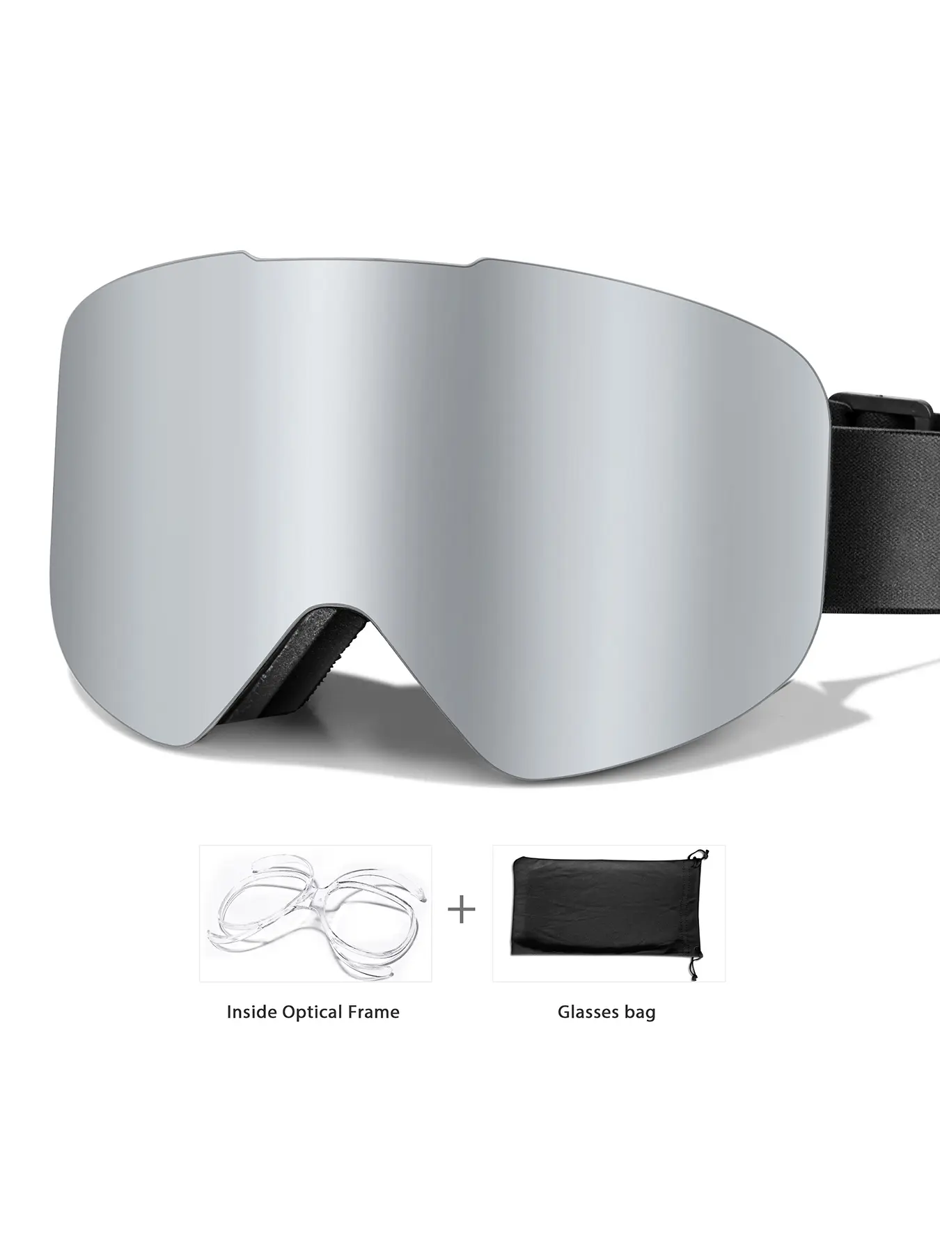 Ski Goggles with Uv400 Protection, Anti-Fog, Interchangeable Magnetic Lenses, OTG-Friendly, Frameless Design, Snowboarding Gear for Men & Women, Skiing Goggles