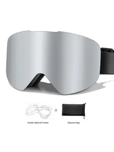 Ski Goggles with Uv400 Protection, Anti-Fog, Interchangeable Magnetic Lenses, OTG-Friendly, Frameless Design, Snowboarding Gear for Men & Women