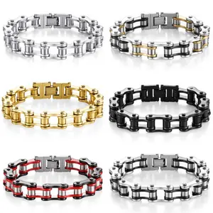 Punk Motorcycle Chain Bracelet for Men & Women – Stainless Steel Biker Link Wristband, Black Orange Streetwear Bracelet, Gothic Hip Hop Jewelry