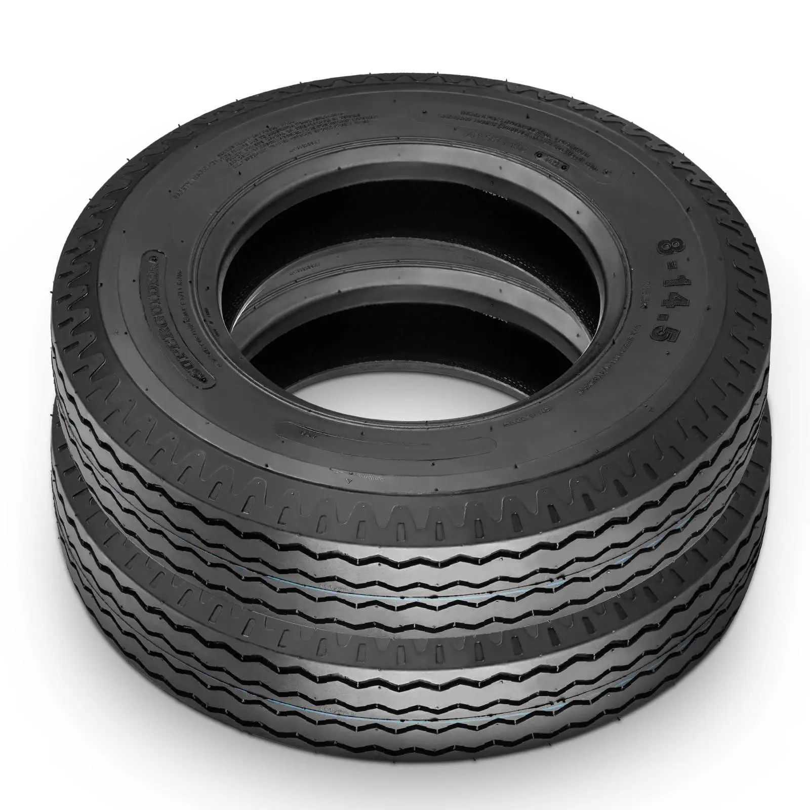 8-14.5 Trailer Tires, 14PR Heavy Duty Rubber Tires for RV, Boat, and Utility Trailers, 2 Pack