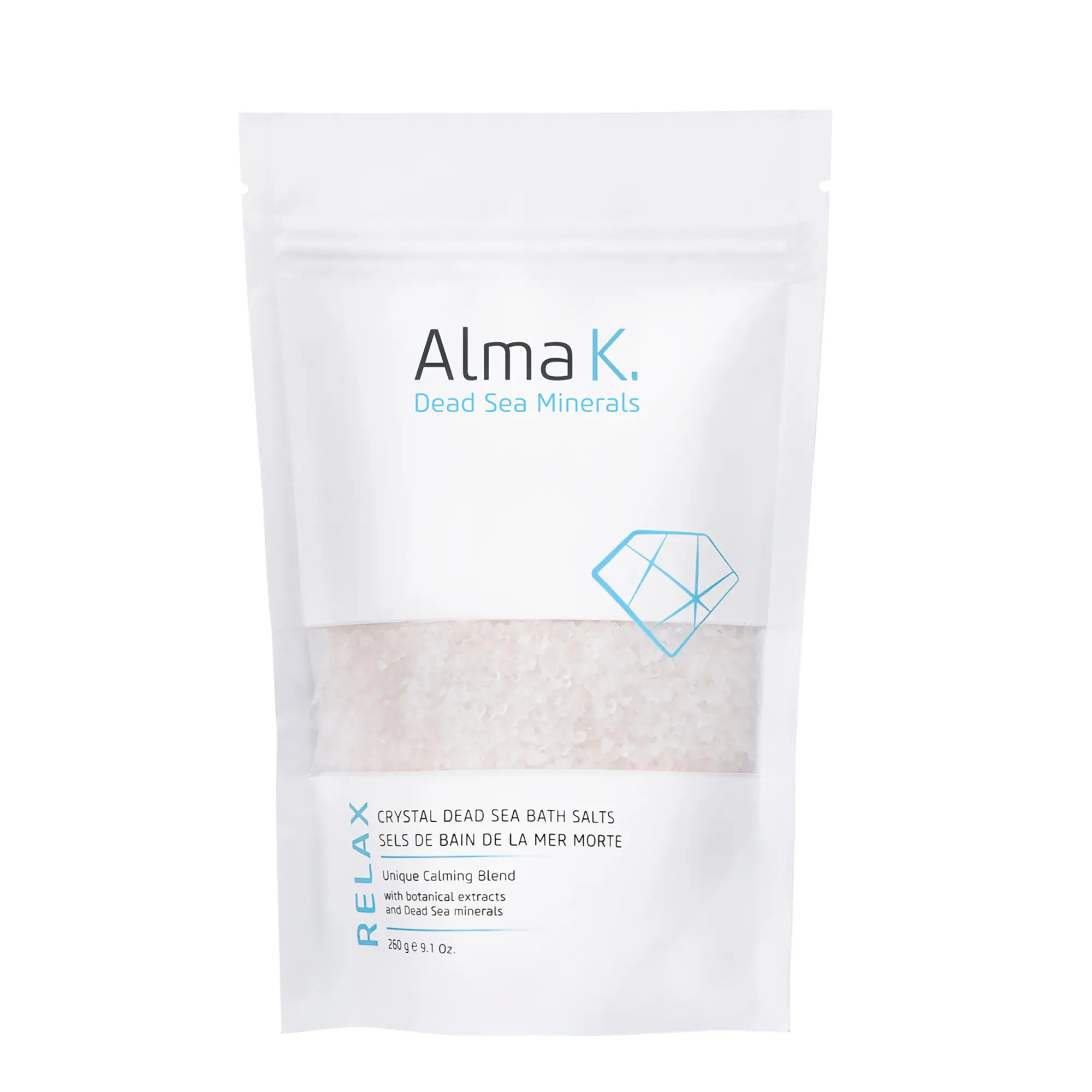 Alma K Crystal Dead Sea Bath Salts - Gently Exfoliates and Hydrates - White Tea and Neroli Scent - For Bath Soak and Relaxing Foot Bath Salt - 9.1 oz