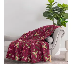Berkshire 60x70 Printed Retro Plush Winter Greenery Throw