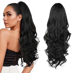 Vigorous Ponytail Extension 24 Inch Long Curly Wavy Claw Clip in Ponytail Hair Extensions,Synthetic Ponytail Hair Extension Clip in Hairpiece for Daily Use