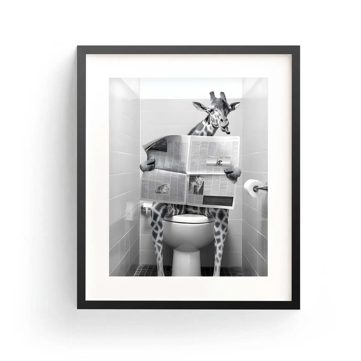 Giraffe Wall Art Funny Bathroom Cute Giraffe Art Giraffe Poster Giraffe Print Kids Bathroom Whimsy Animal Art Giraffe Reading Cute Giraffe Unframed