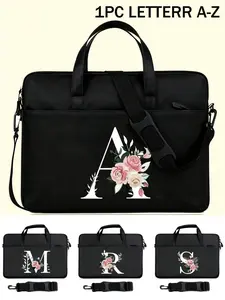 Women Laptop Bag with Shoulder Strap, A-Z Letter Print, Cable Organizer, Compatible with 13-16 Inch Laptops, Laptop Work Bag, Ideal Teacher & Classroom Use
