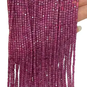 Natural Red Gemstone Cube Faceted Beads Tiny Loose Beads Square Faceted Beads For DIY Jewelry Making Desig Handmade Crafts Bracelet, Necklace, Earrings AAAA Quality 15.5 Inches Long, Semi Precious Stone, Spacer beads