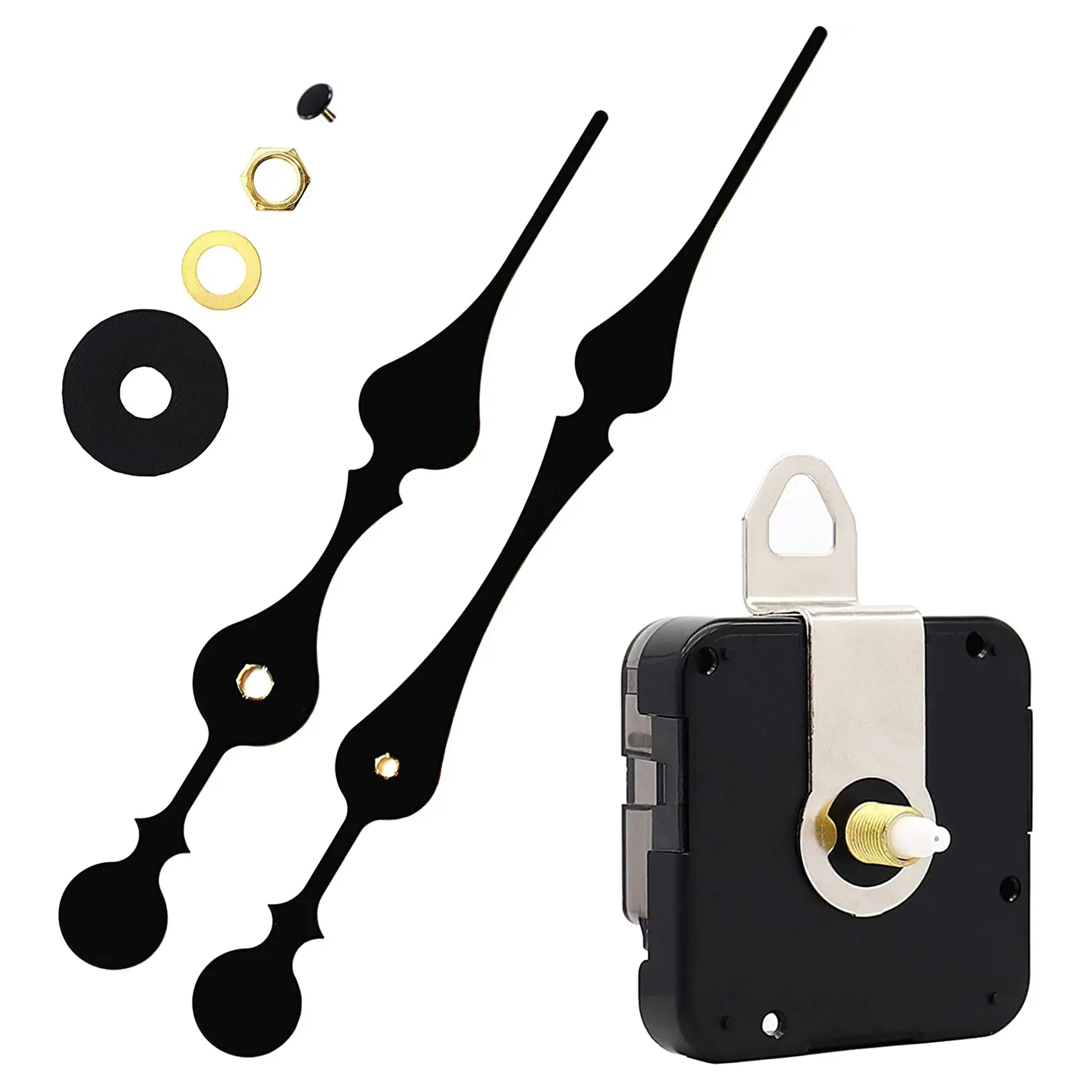 16mm Quartz DIY Wall Clock Motor Kit Movement Mechanism Big Spade Clock Parts Repair Replacement Movement Black