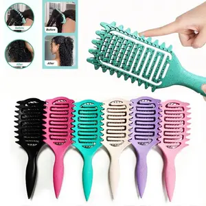 Vented Curl Defining Brush for Curly, Wavy & Coily Hair, Airflow Comb, Venting Comb for Fast Drying, Curl Enhancing & Edge Lift, Detangling Brush for Wet & Dry Hair, Ideal for Travel, Home, Salon, Hair Styling Combs, Cepillo para rizos definidos