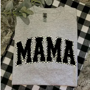 MAMA graphic cheetah print momlife mama tee