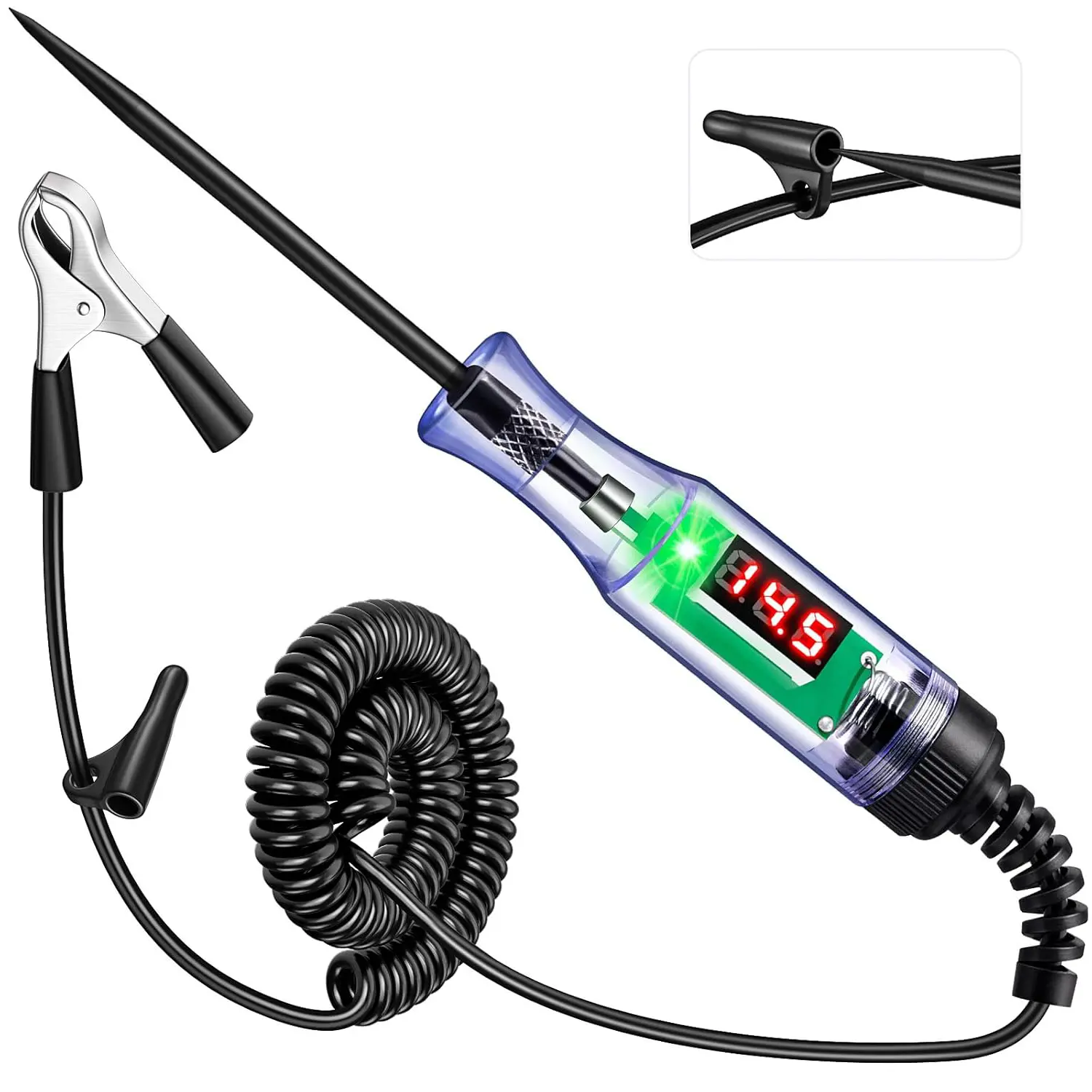 Fathers Day Gifts Automotive 3-48V Digital LED Circuit Tester, Bidirectional Light Tester, Electrical Voltage Tester with Extended Spring Wire Fathersdaygift