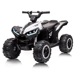 12V 4 Wheeler Quad ATV for Youth with Music and LED Lights, Available in White, Red, and Yellow Colors - Safe and Fun Outdoor Ride-On Vehicle