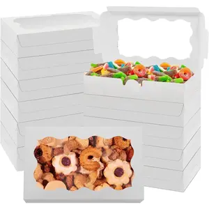 60 Pack 7 x 4 3/8 x 1 1/2  Inch Cookie Boxes with Clear Window Small White Cookie Boxes Bakery  Boxes for Dessert, Donuts, Pie, Candy, Macaron