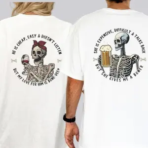 Funny Couples T-shirt, , Skeleton His Hers Shirts, Couples Shirts, Raunchy Couples Tees, Boyfriend Girlfriend Matching Shirts