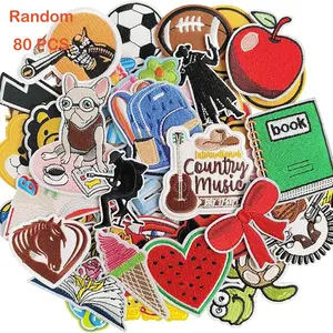 Random 80PCS Funny Embroidered Patches Iron on Appliques Personalization for Jeans, Hats, Hoodies, Bags etc small  patches
