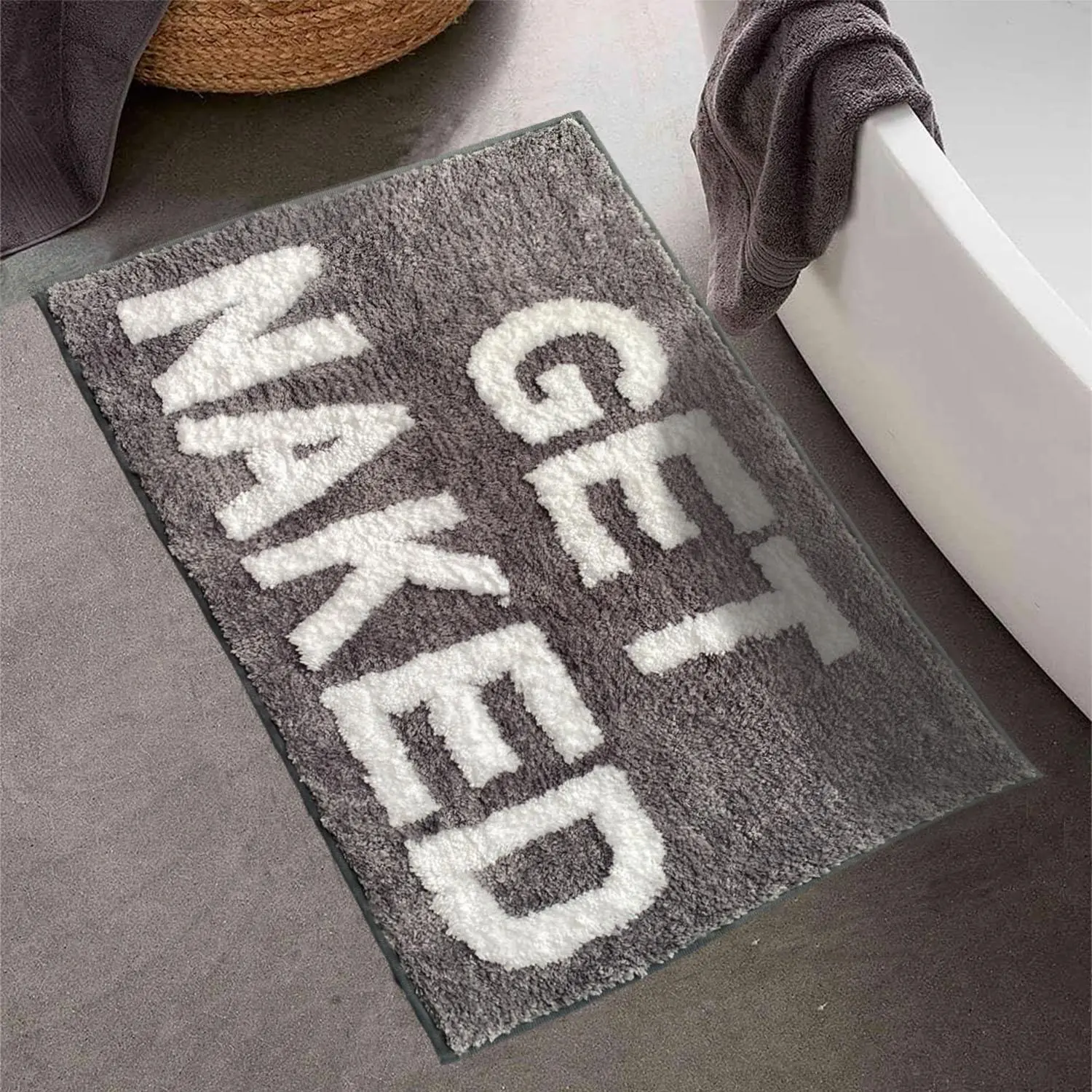 Get Naked Pattern Bath Mat, 1 Count Non-slip Soft Absorbent Bath Rug, Square Decorative Mat for Home Bathroom Restroom, Bathroom Decor, Bathroom Drying Doormat, Soft Water Absorbent, Absorbent Bath Mats, Nonslip Bathroom Rugs