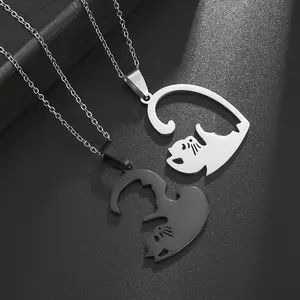 Cute Cat Design Pendant Necklace Stainless Steel Fashionable Jewelry Set for Women & Men, Trendy All-match & Exquisite Jewelry for Birthday Gift