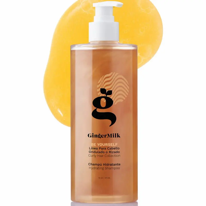 Hydrating Curl Shampoo, Be Yourself | Sulfate-Free Cleansing & Hydrating Care with Flaxseed, Coconut & Hibiscus for Curly, Wavy & Coily Hair | 16 oz / 473 ml | Ginger Milk