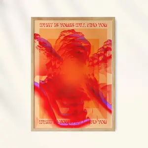 Affirmation Poster, 70s Psychedelic Wall Art, Red Retro Print, Hippie Room Decor, Trendy Digital Download