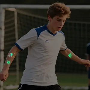 Luminous football tattoo stickers, waterproof, for European World Cup fans' clubs, temporary face stickers