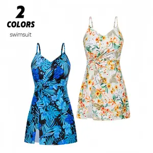 GRACE KARIN Women's One Piece Swim Dress V Neck Tummy Control Swimsuit Vacation Beachwear Bathing Suit