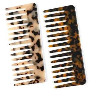 Soft Hair Comb Set, 2-Piece Large Size Acetate Fiber Wide Tooth Combs, Suitable for Wet & Dry Use, Women's Dense Curly Wavy Hair