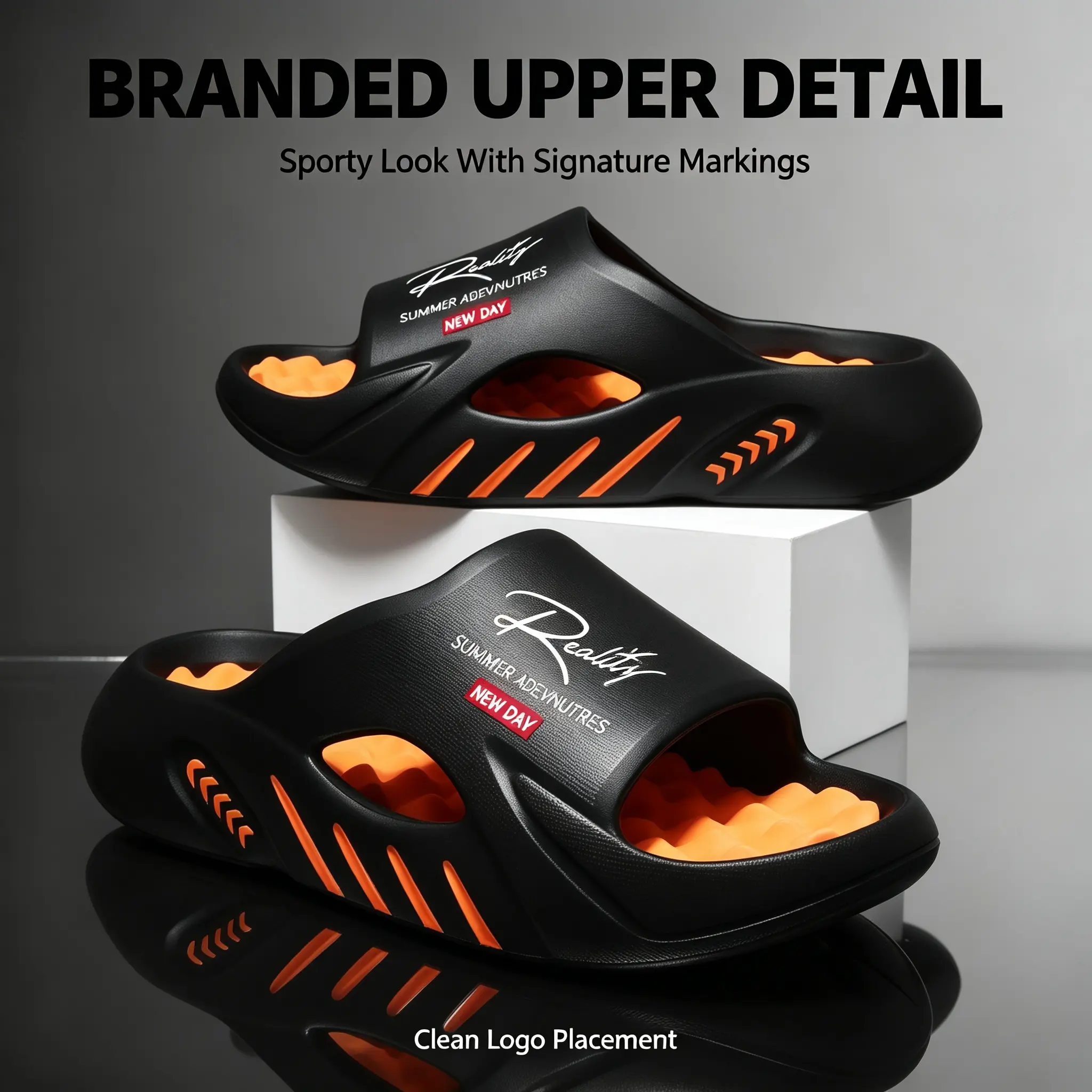 Men’s Massage Cloud Slides, Thick Platform EVA Sport Slippers, Hollow Breathable Pillow Slides, Non Slip Waterproof Recovery Sandals for Indoor Outdoor Beach Streetwear Footwear Shoe Boy Walking Shoes Walking Shoes Flatform Summer Soft