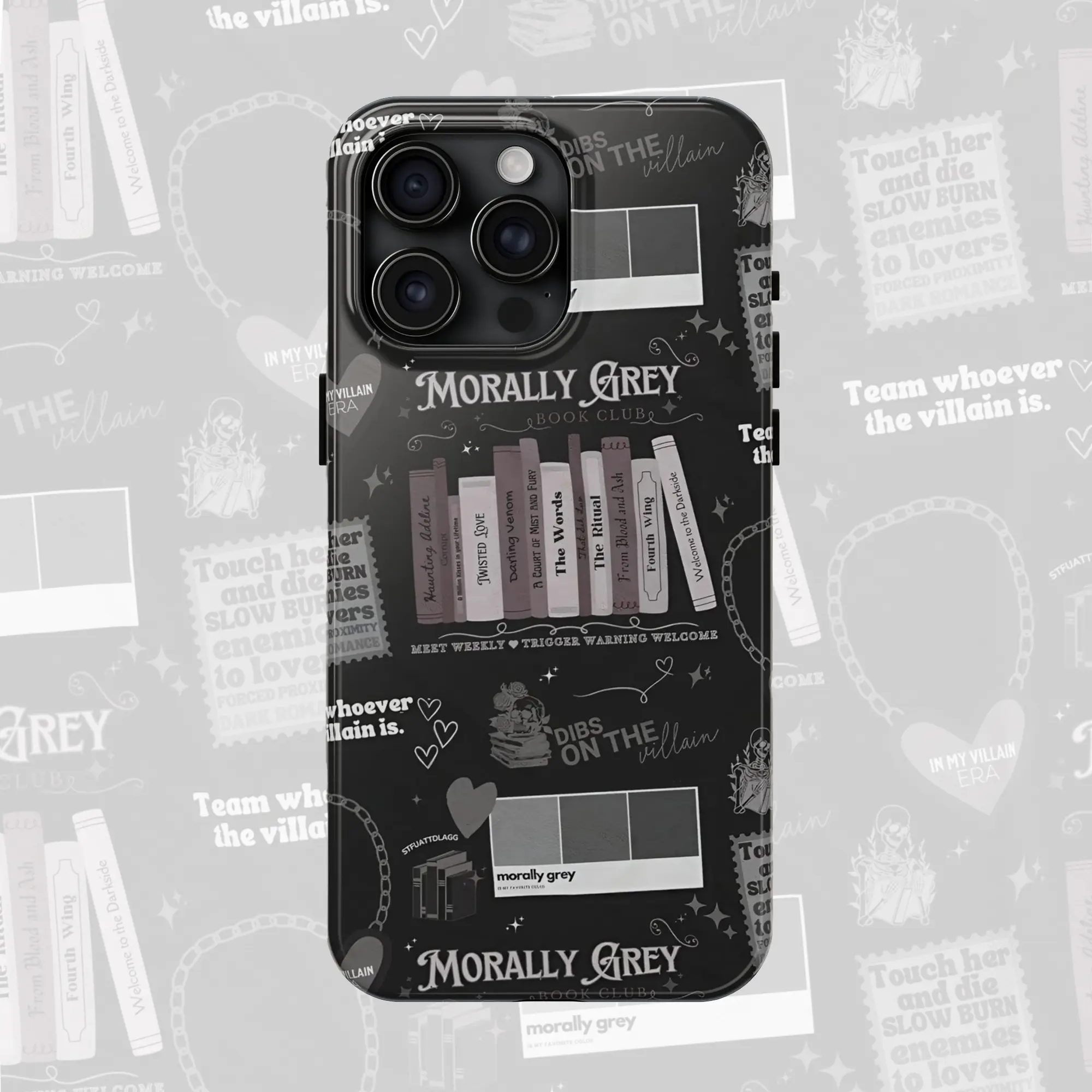 Morally Grey Phone Case Book Lovers for ip X 11 12 13 14 15 16 17 Pro Max & More, Dark Romance Bookish Gift for Fans